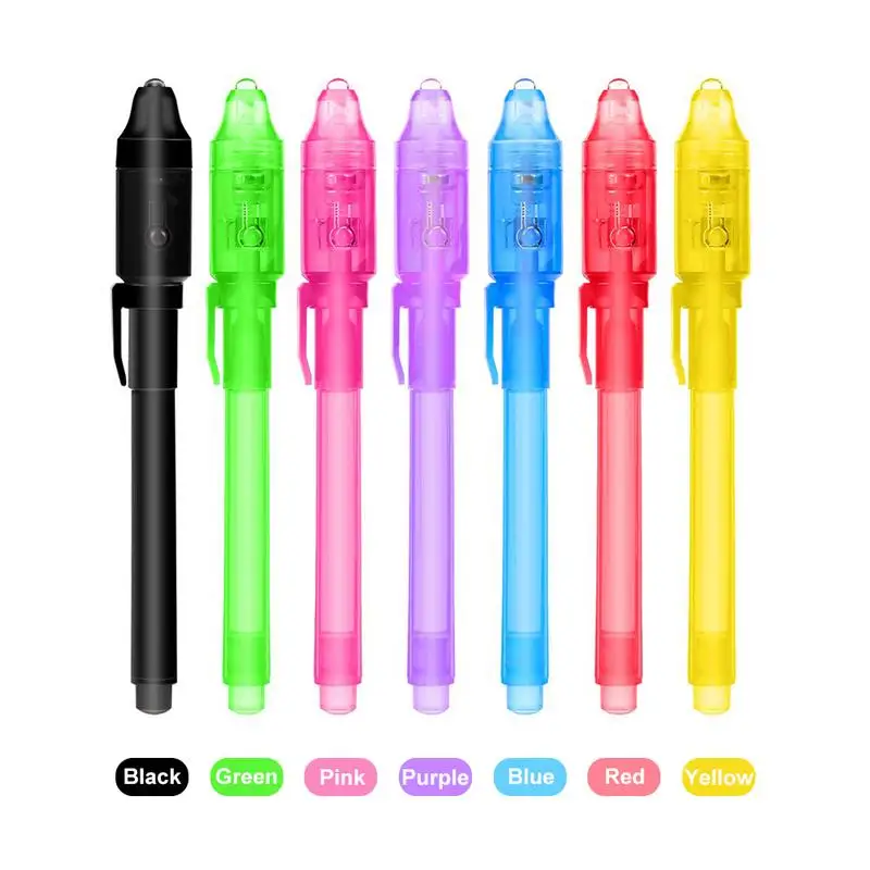 

7pcs Invisible Ink Pen Secrect Message Pens 2 In 1 Magic UV Light Pen For Drawing Funny Activity Kids Party Students Gift DIY
