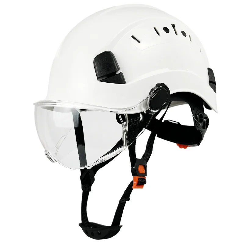 

CE Construction Safety Helmet With Visor Built In Goggles For Engineer ABS Hard Hat ANSI Industrial Work Cap Head Protection OEM