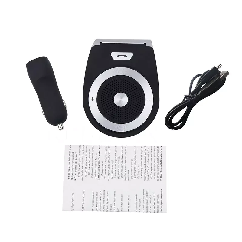 

kebidu Mini Bluetooth 4.1 Car Kit Hands Free Bluetooth Speaker Music Receiver + Car Charger for Phone