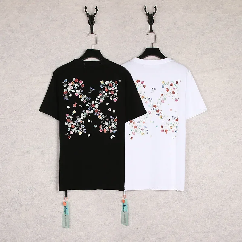 

OFF High Quality Summer Clothes Oversized Tshirts For Men 100% Cotton Short Sleeve Tee High Street Designer white Tees T Shirt