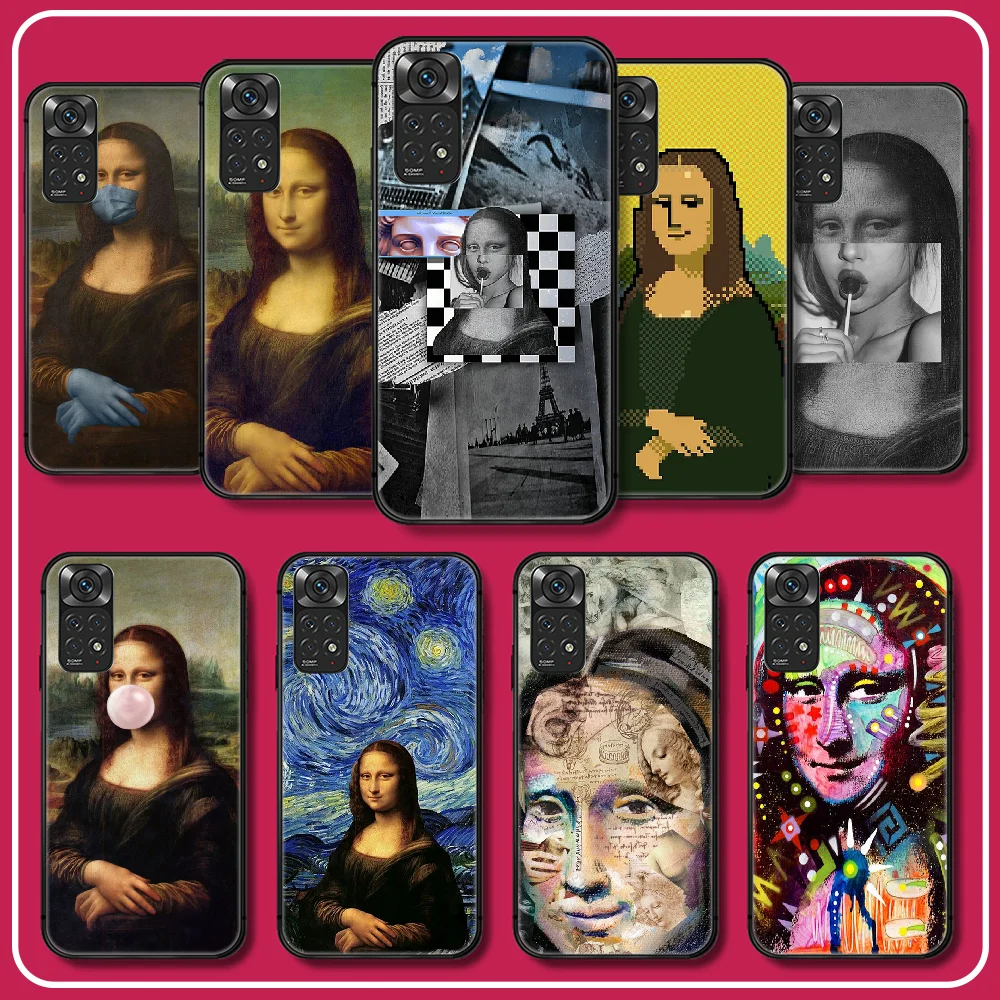 

Mona Lisa Art Silicone TPU Phone Case For Xiaomi Redmi Note 7 8 9 10 11 12 T A C S Pro Plus K60 Cover Soft Black
