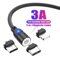 szbrytmax 360 rotate magnetic cable 3a fast charging magnet charger micro usb type c wire cord for iphone xiaomi huawei samsung