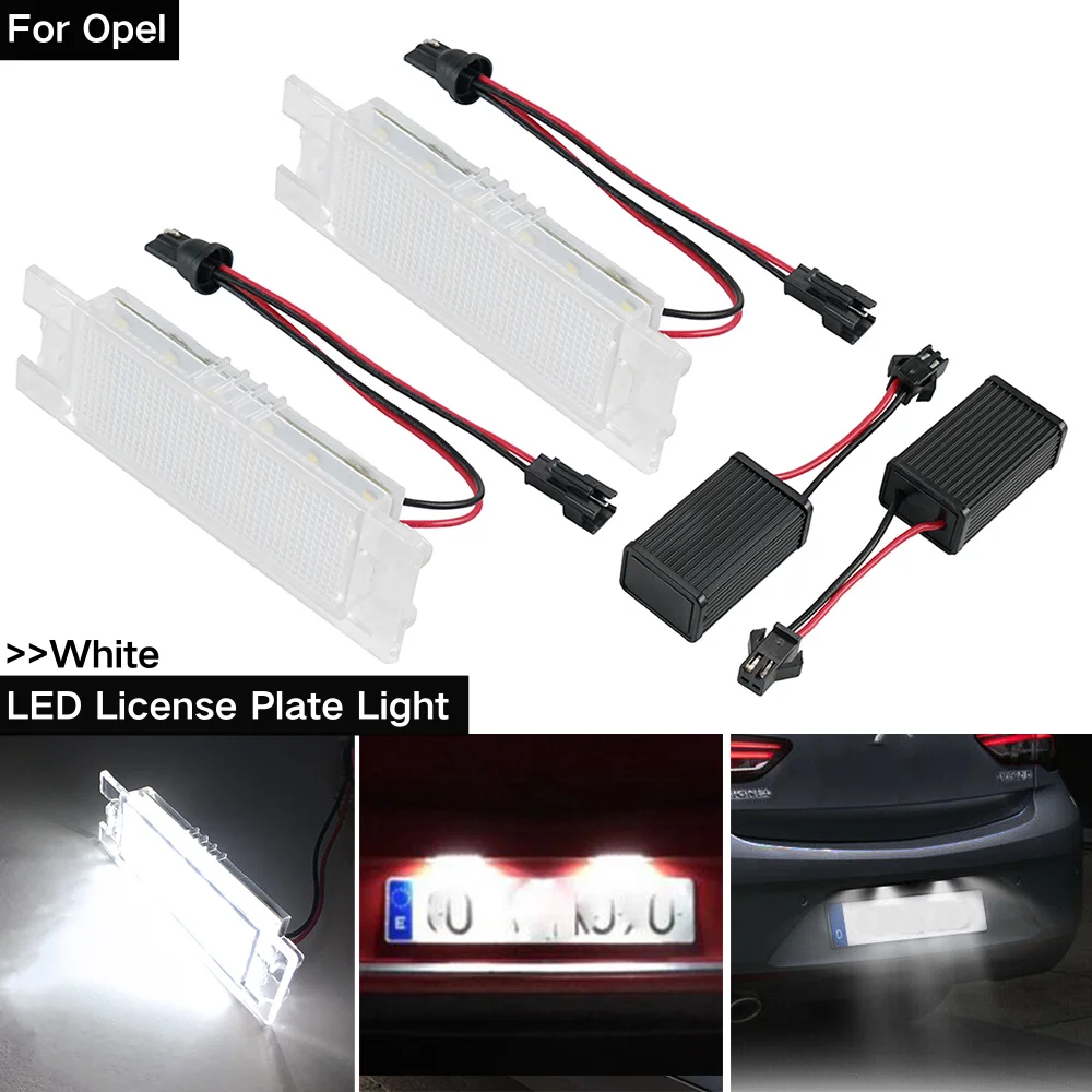 

For Opel Zafira B Astra H Corsa D Insignia 2pcs Car Rear LED License Plate Light 6000K White Number Plate Lamp Kit
