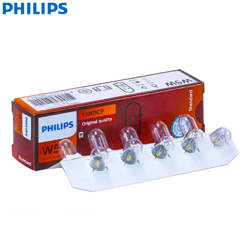 

Philips Truck 24V T10 W5W Standard Turn Signal Bulbs Interior Lamp Original Position Stop Door Light 13961CP Wholesale 10pcs
