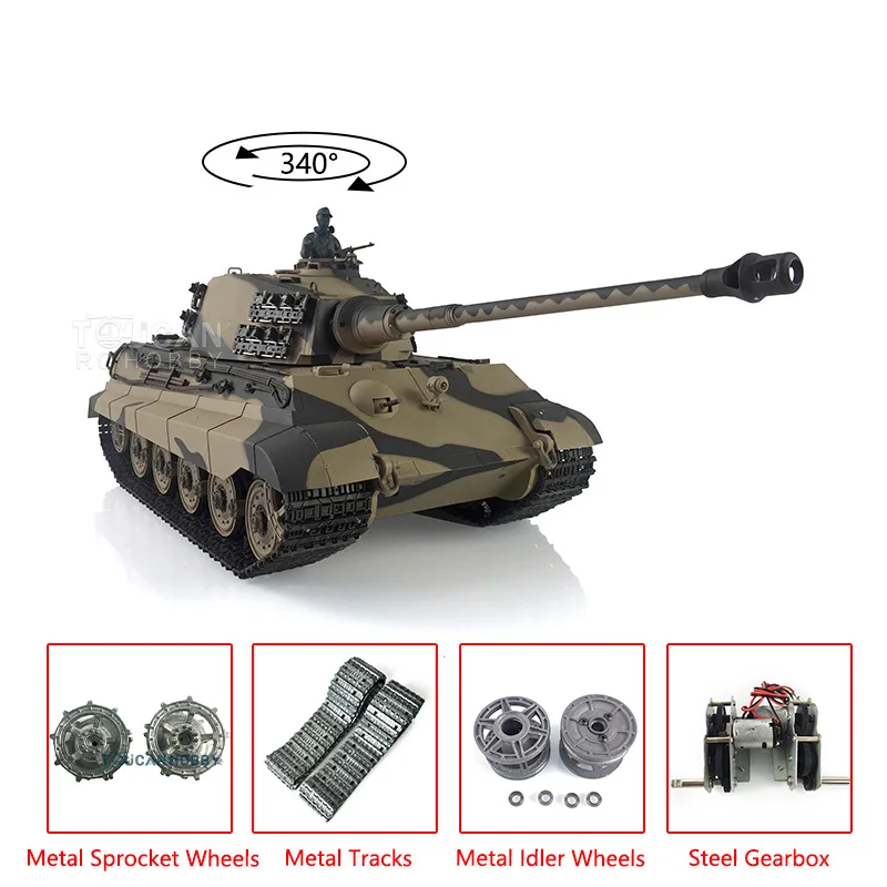 

Henglong 1/16 2.4G 7.0 Upgraded Ver King Tiger RTR RC Tank 3888A Chassis Retractable Metal Tracks Idlers TH19739-SMT7