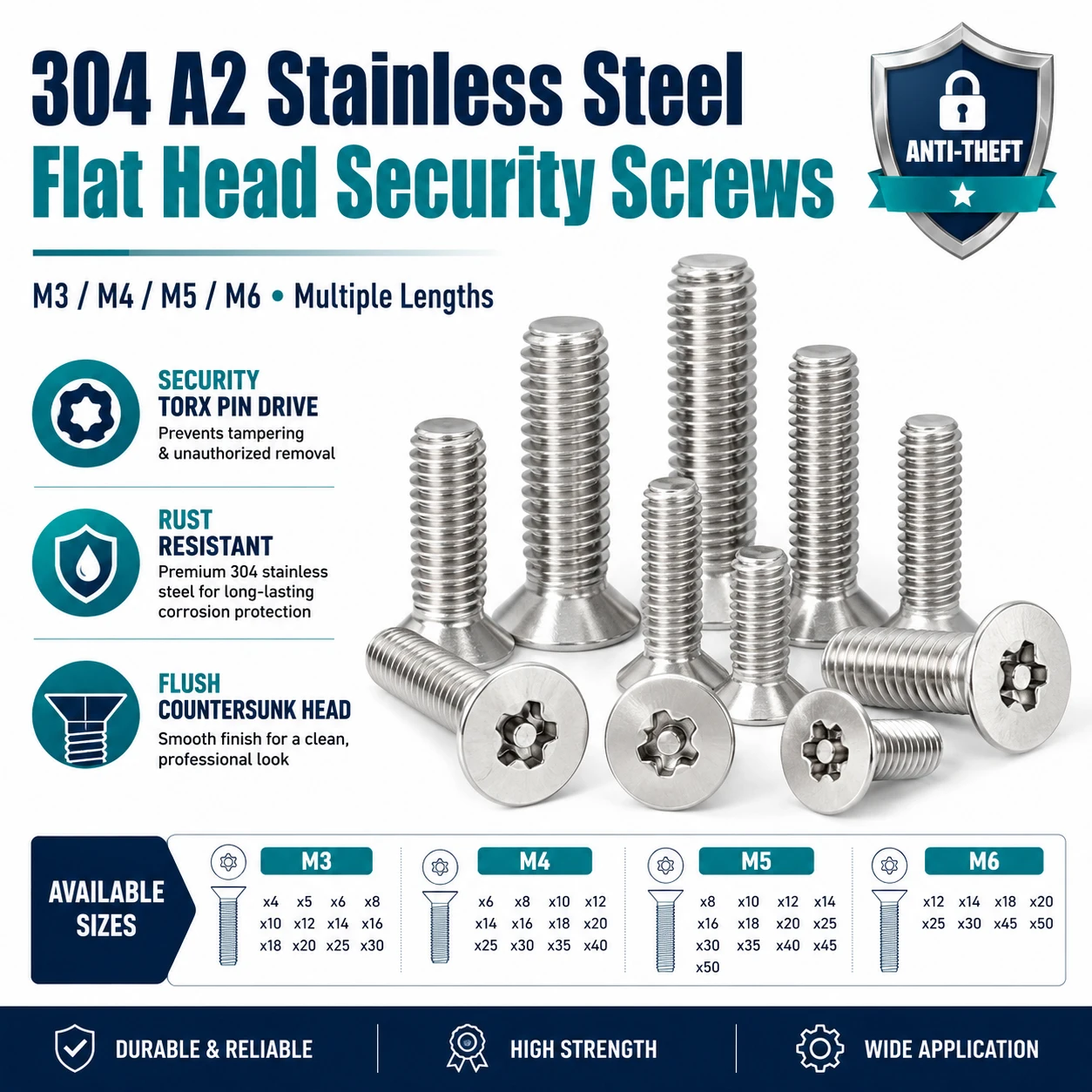 Фото 5-50 шт. антивандальных винтов с плоской головкой из нержавеющей стали 304, устойчивых к несанкционированному вскрытию, для оборудования №1