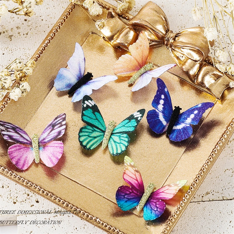 

Новинка 6 ячеек/коробка марлевая имитация бабочки съемные магнитные украшения для дизайна ногтей 3D градиентные шифоновые бабочки украшения для ногтей