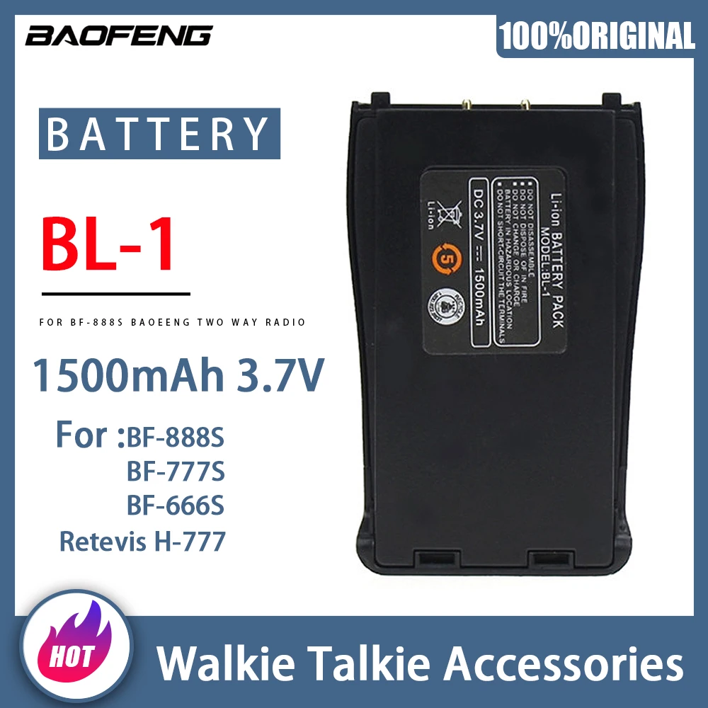 

BL-1 Li-ion Battery For Baofeng Walkie Talkie BF-888S BF-777S BF-666S RT-H777 Two Way Radio Spare Battery 1500mAh 3.7V BF888S