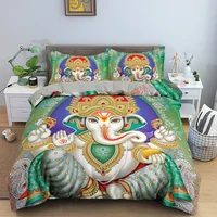 Ganesha Elephant Bedding Set Boho Indian Mandala Duvet Cover Mystery Buddha Polyester Comforter Cover Queen King Size for Adults