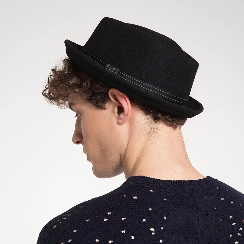 Wool Felt Pork Pie Fedora Hat Vintage 