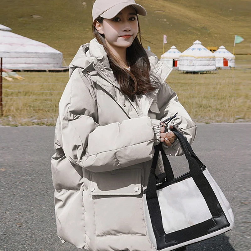 Womens Winter Parka Jacket Clothing 2022 Hooded Puffer Warm Black Overcoat Korean Style Casual Beige Autumn Female Padded Coats