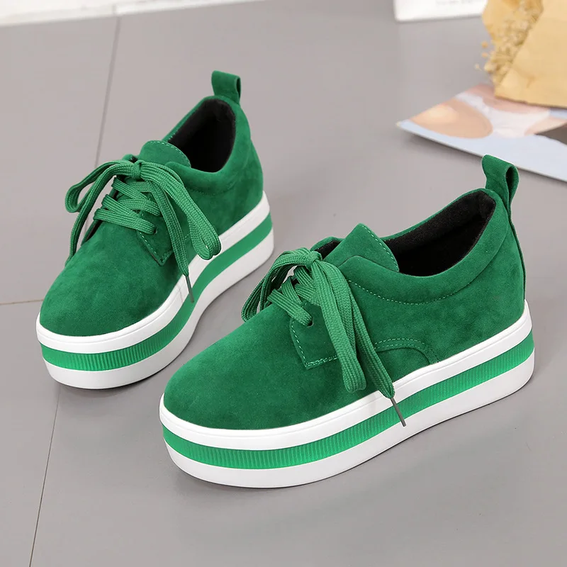 

Women Flats Shoes Spring Moccasin Fashion Creepers Shoes Thick Bottom Lady Loafers Ladies Lace Up 5CM Platform Shoes 2022