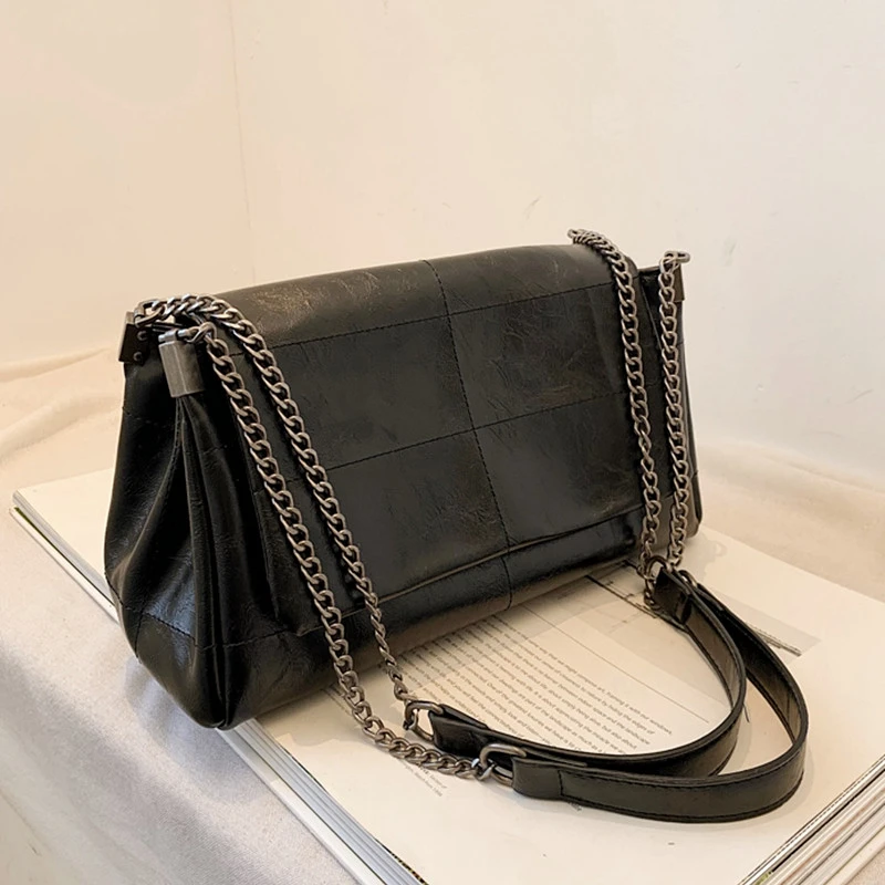 

Luxury Handbag Women Bags Designer Vintage Shoulder Bag Thick Chain Messenger Bags Soft Flap Shoulder Crossbody Pack Women Purse