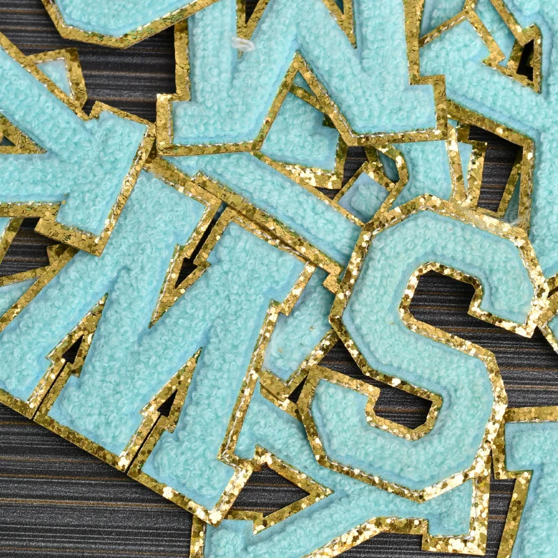 1pc 2.5in chenille letter patches Glitter Alphabet Varsity Patches DIY Custom Name Iron on Cosmetic Pouch |