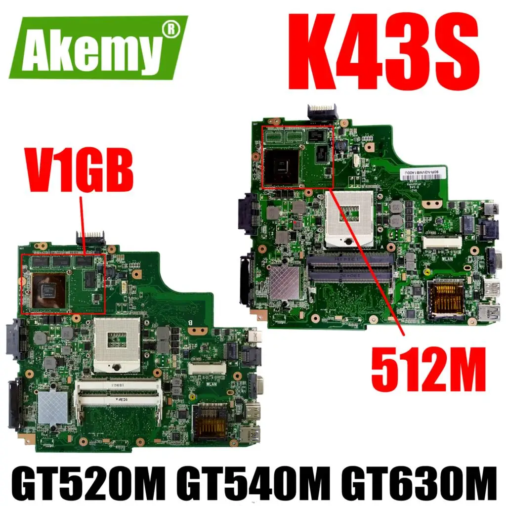 

Материнская плата для ноутбука K43S с GT520M GT540M GT630M GPU для ASUS K43SJ K43SV K43SM A43S X43S K43S материнская плата HM65