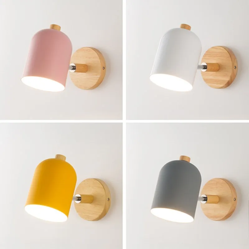 

Nordic Wall Lamp Bedside Lighting Wall Sconce Study Reading Light 7 Color Macaroon Turning Head E27 Home Decor Indoor Lighting
