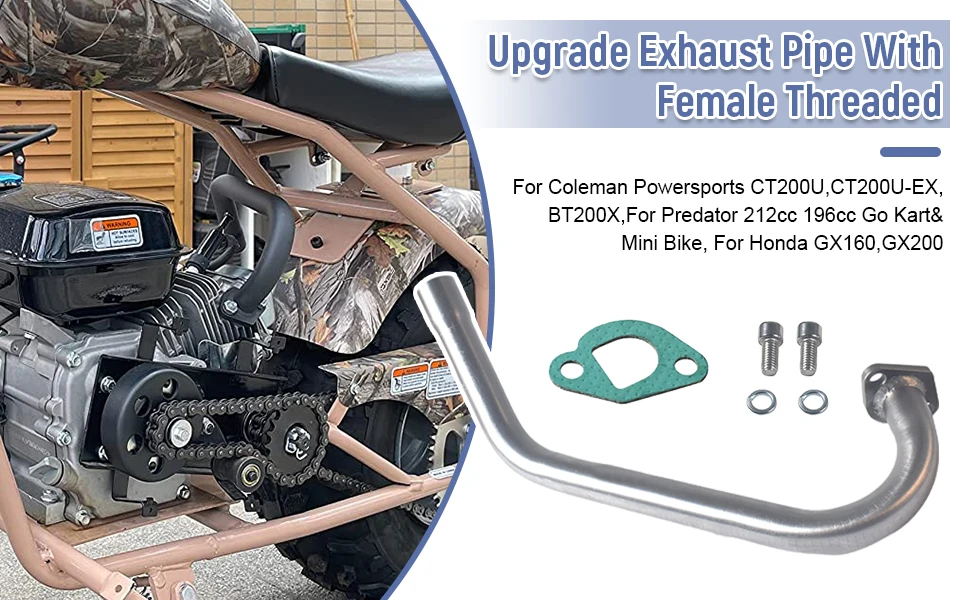 

sthus Upgrade Exhaust with Muffler For Coleman Powersports CT200U BT200X CT200u-ex 212cc 196cc/6.5HP Go Kart and Gas Mini Bike