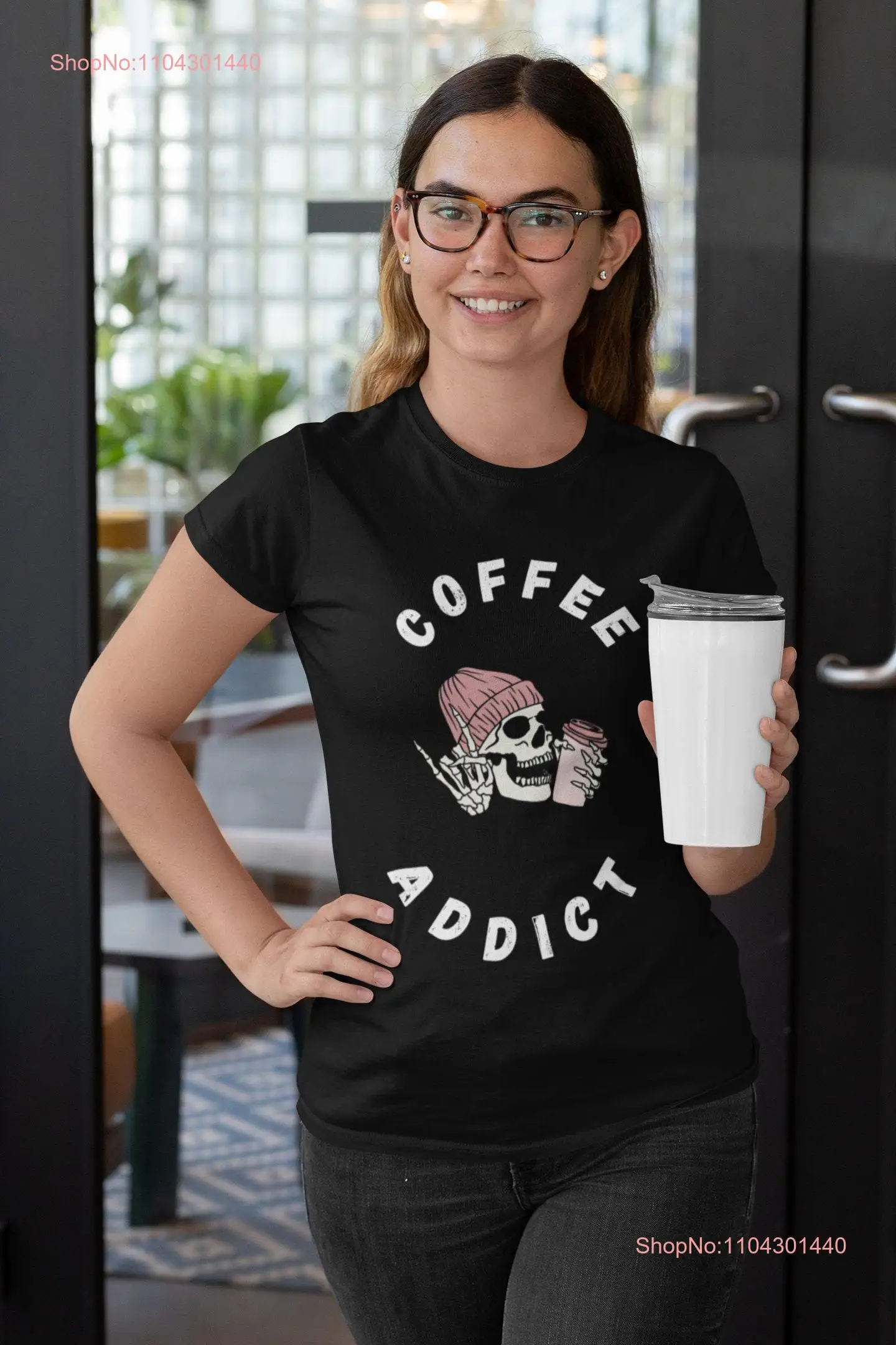 Футболка Coffee Addict Skeleton Lover с забавными длинными или короткими рукавами
