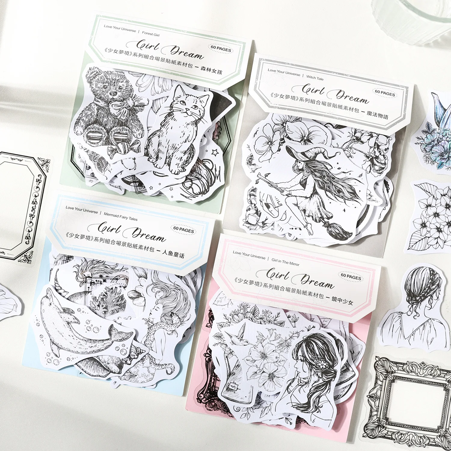 

60pcs/1lot Kawaii Scrapbook Sticker Vintage Teenage Dreams Scrapbooking Supplies Planner Decorative Craft Stationery Sticker