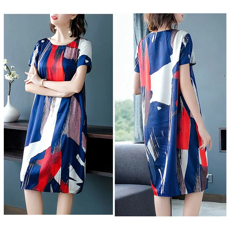 Новинка лета 2022 модное платье средней длины для женщин среднего возраста из