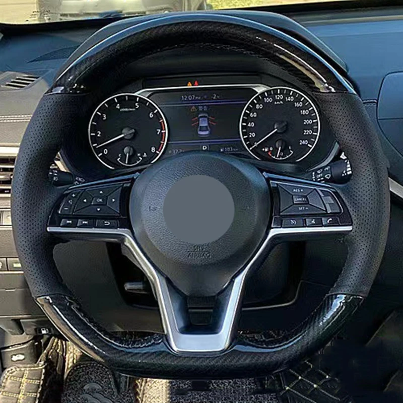 

Car Steering Wheel Cover Carbon Fiber Leather For Nissan Altima Teana 2019 X-Trail Qashqai March Serena Micra Kicks 2017-2019