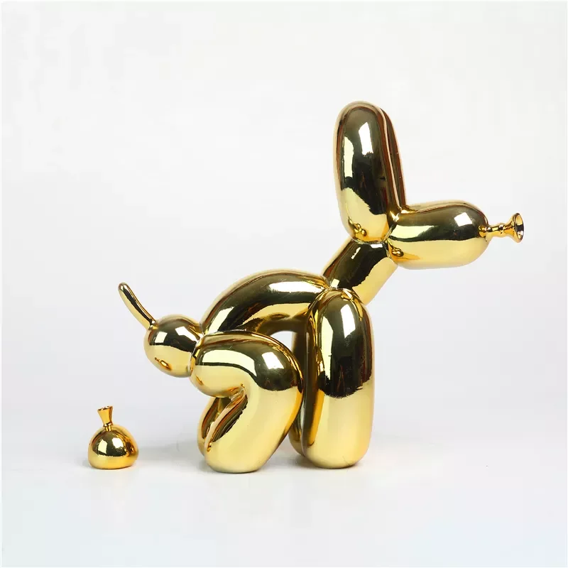 Hot standing Balloon Dog Poop Doggy Poo Statue Resin Animal Sculpture Home Decoration living room Crafts Office Decor gold gift