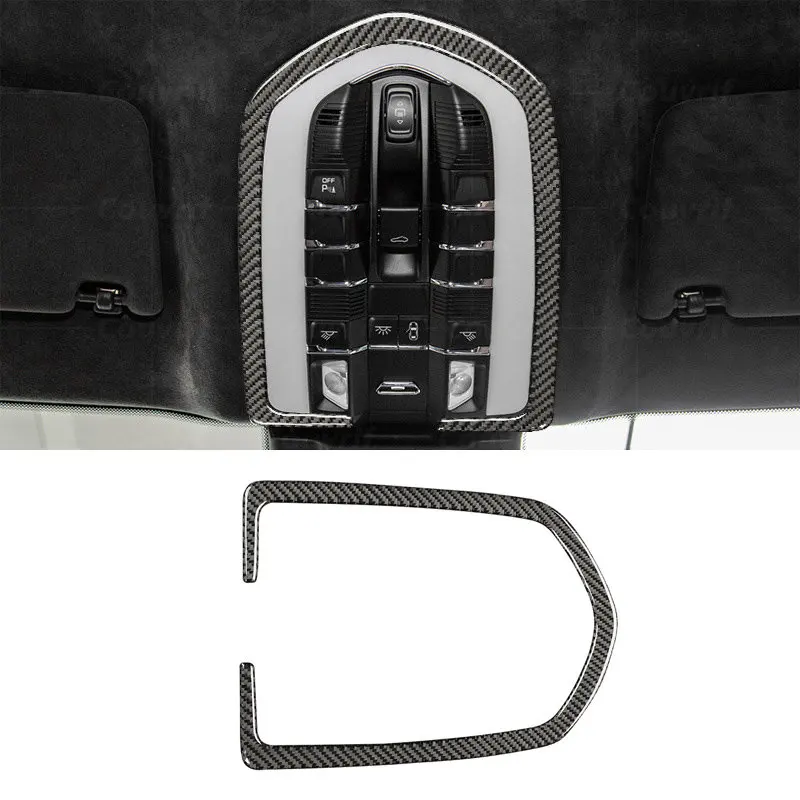 

Interior Carbon Fiber Cover For Porsche Macan Cayenne 958 15-18 Front Roof Reading Light Decorative Frame Stickers Accessories
