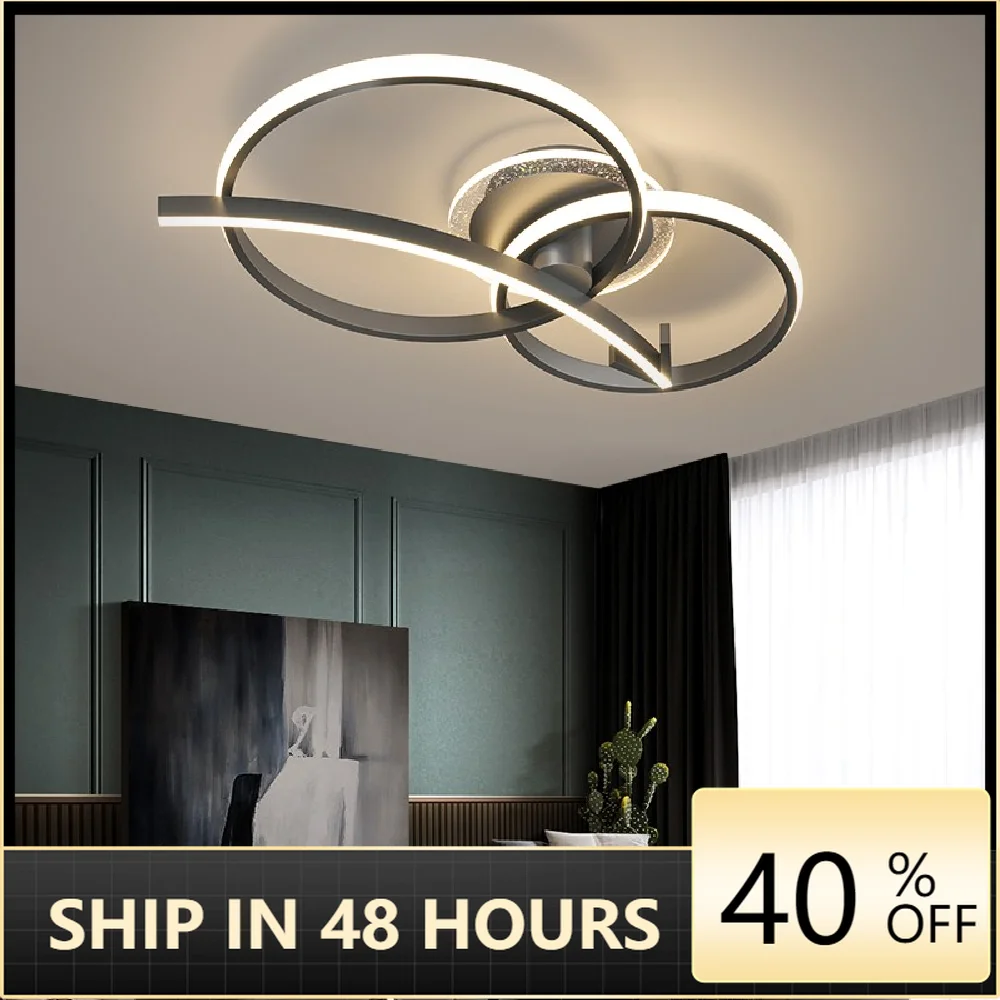 

Modern Creative LED Ceiling Lamp Dining Living Room Surface Mount Acrylic Panel Light Bedroom Kitchen Indoor Black Gold Fixtures