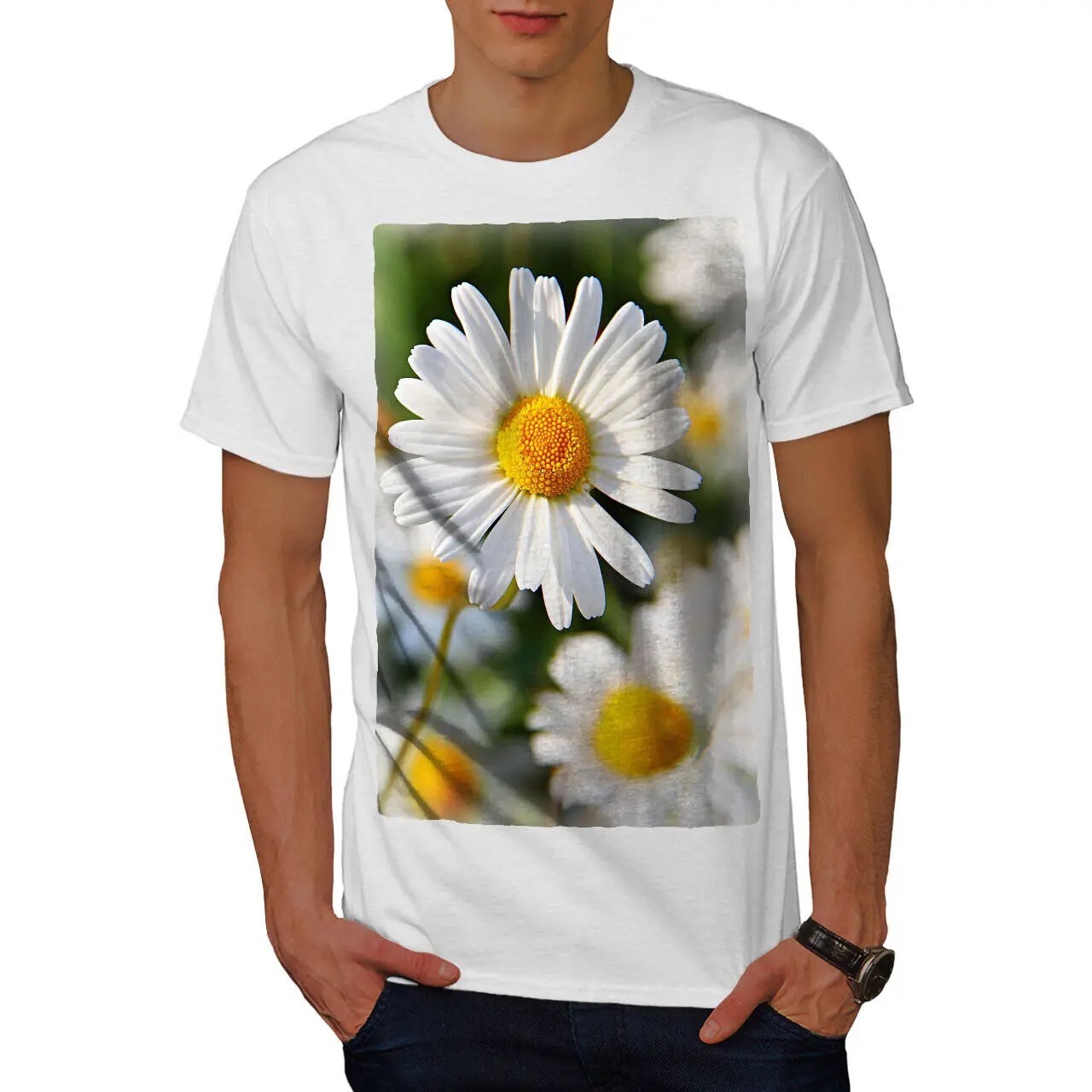 Мужская футболка с изображением ромашки