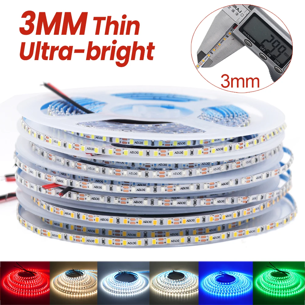 

Narrow PCB Width 3MM DC 12V LED Strip 180Leds/M SMD 2015 White/Pink/Blue/Red/Green Flexible Ribbon Tape Rope Advertising Light