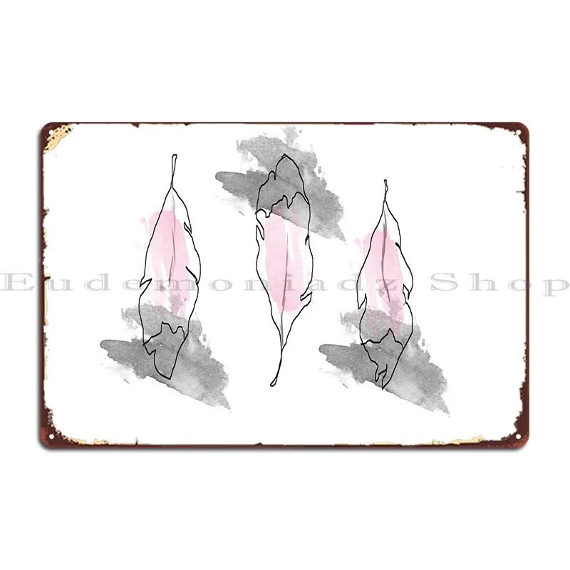

Металлический плакат с акварельными перьями, Настенный декор для кинотеатра, Клубная печать, кинотеатр, жестяной плакат