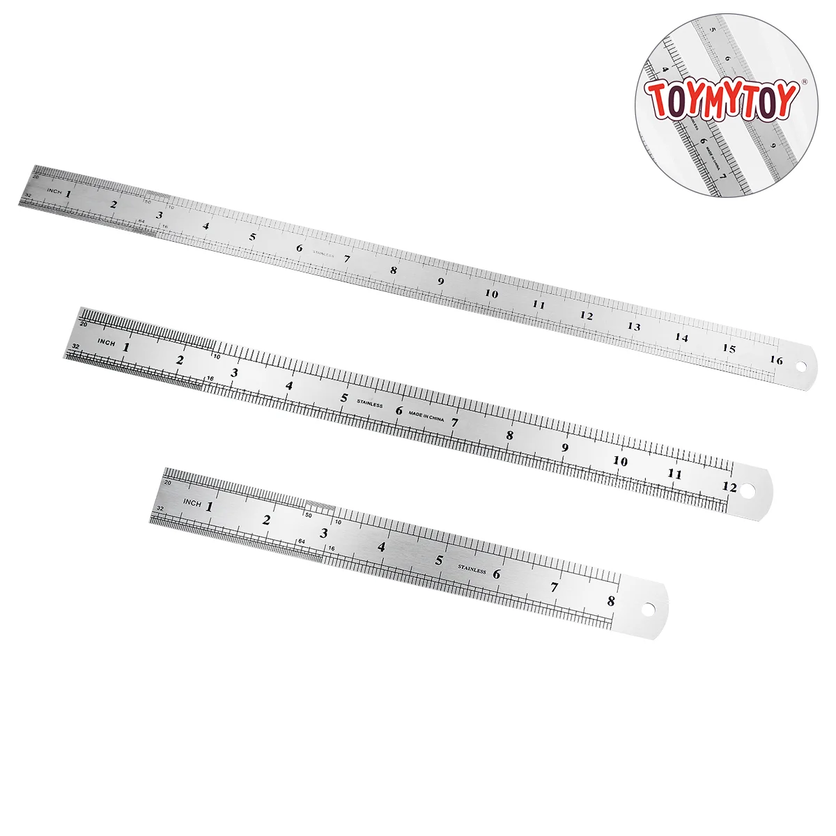 Stainless Steel Ruler, Straight Ruler Metal Measuring Tool with Inch/ Metric 20cm/ 30cm/ 40CM for Engineering Drawing Technical images - 6