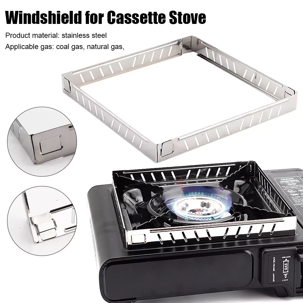 

Gas Stove Wind Screen Foldable Wind Shield Stainless Steel Burner Screen Cooking BBQ Stove Camping Hiking Accessories