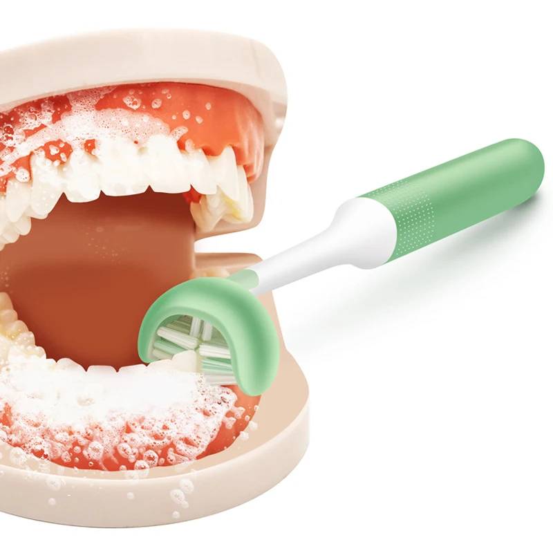 3D зубная щетка трехсторонняя U-образная с мягкой щетиной Силиконовая для ухода за