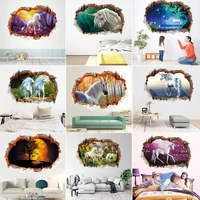 new watercolor creative unicorn 3d wall stickers living room bedroom decorative painting background wall poster home decoration