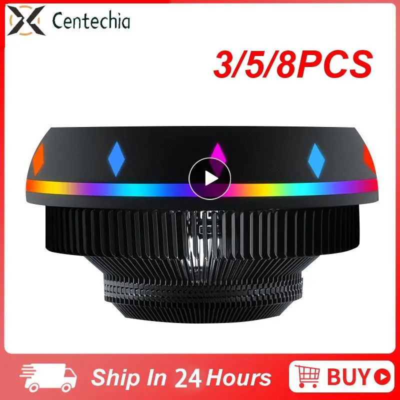 

3/5/8PCS 3 Pin Radiator Cooler Led Cooling Fan 100mm Changing Light Cpu Fan Pc Fans Universal Colorful Rgb Mute Dc12v 50000h