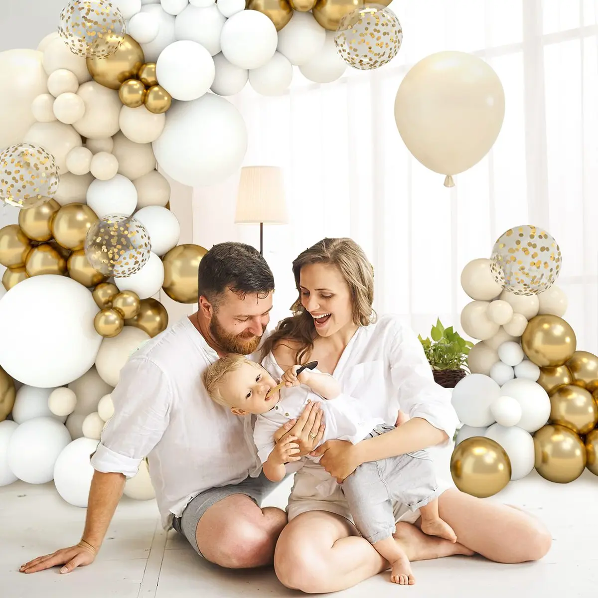 Фотофон с белым песком и золотом