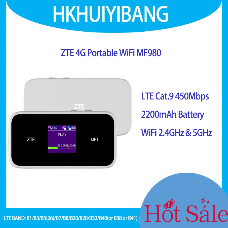 

Разблокированная Мобильная точка доступа ZTE UFi MF980 4G LTE Cat.9 4G 450 Мбит/с двухдиапазонный 2,4 ГГц и 5 ГГц роутер 4G Sim карта Беспроводная портативная Wi-Fi