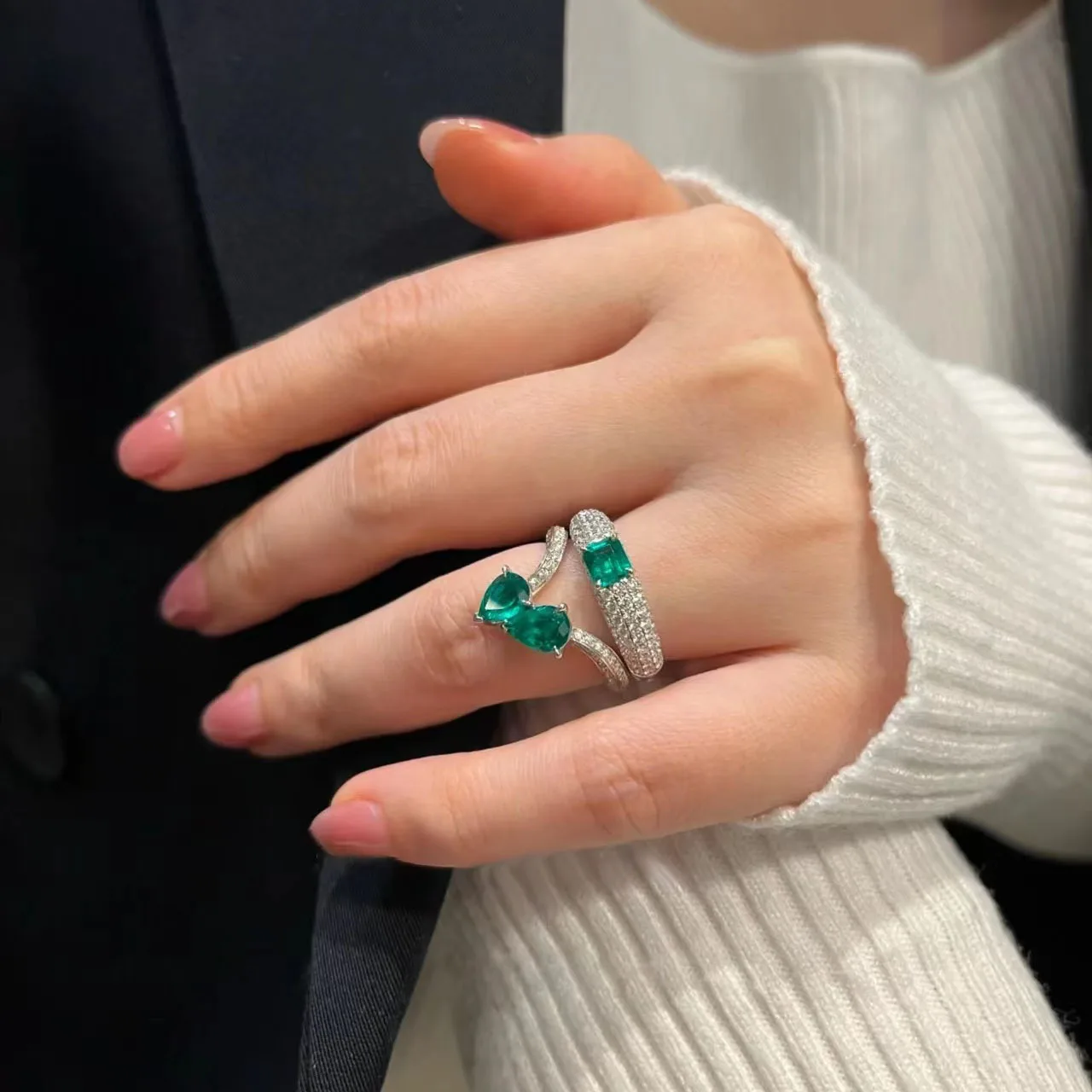 

S925 Sterling Silver Pure Emerald Ring for Women Fine Anillos De Silver 925 Jewelry Wedding Bands Natural Emerald Gemstone Ring