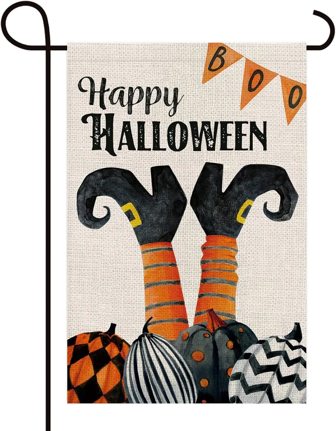 Texupday Happy Halloween Boo Witch Feet Тыква Декор Двусторонняя вертикальная мешковина Садовый