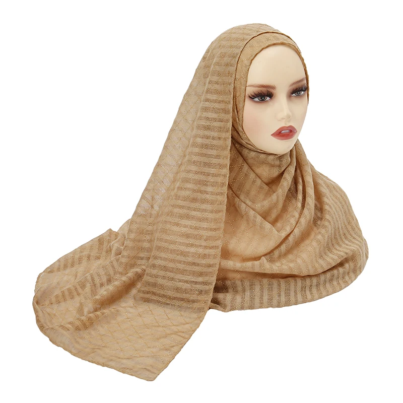 Новый Блестящий Шиммер мусульманский хлопковый хиджаб шарф для женщин головной