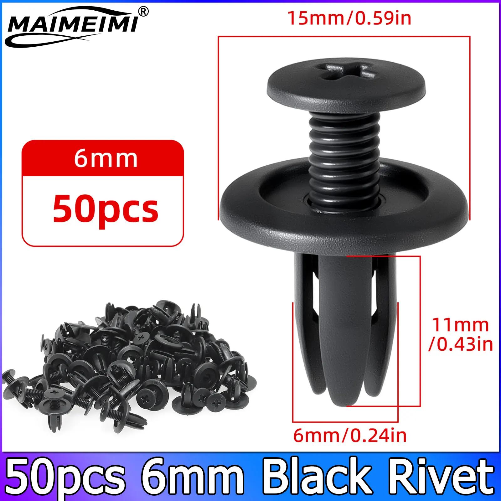 

50 шт., 6 мм, черный обтекатель с заклепками, крепежная панель, винтовые зажимы для Honda, Suzuki, Kawasaki, аксессуары для мотоциклов, часть