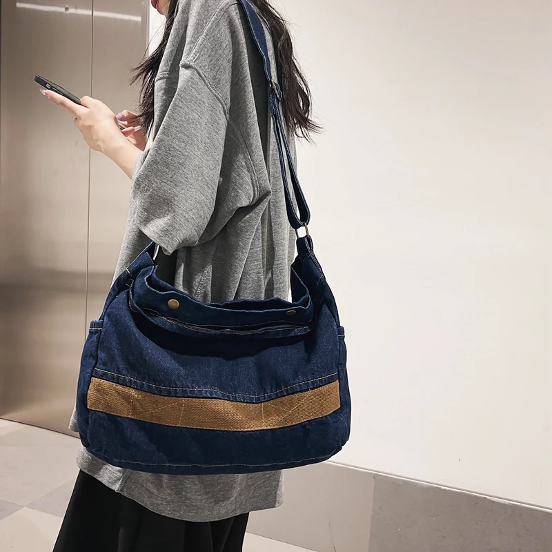 

Denim Women's Bag 2022 Jeans Shoulder Bag Female Shopper Bag High Capacity Eco Bag Korean Canvas Messenger Bag Y2K Satchel Retro