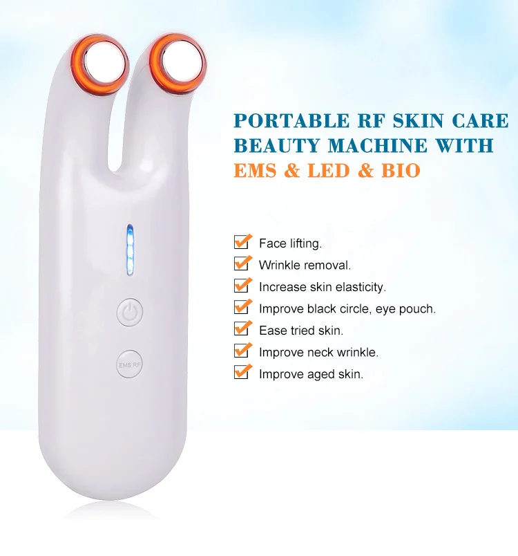 hot sale rechargeable  radiofrequency BIO beauty equipment rf anti aging face massager with red LED light