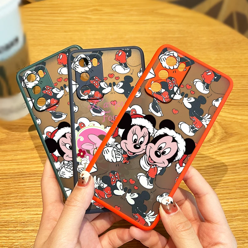 

Cute Minnie Mickey Love For Huawei P50 P40 P30 P20 Mate 40 30 20 Pro Plus Lite Frosted Translucent Soft TPU Phone Case Capa