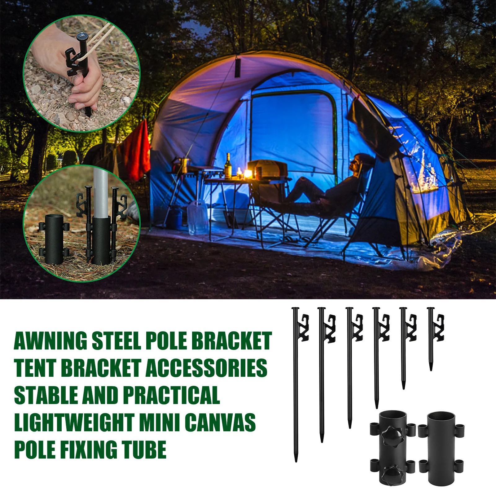 

Camp Awning Rod Holders For Fixing Windproof Tent Poles Tarp Pole Nails Fixing Holders Canopy Base Fixtures Pegs