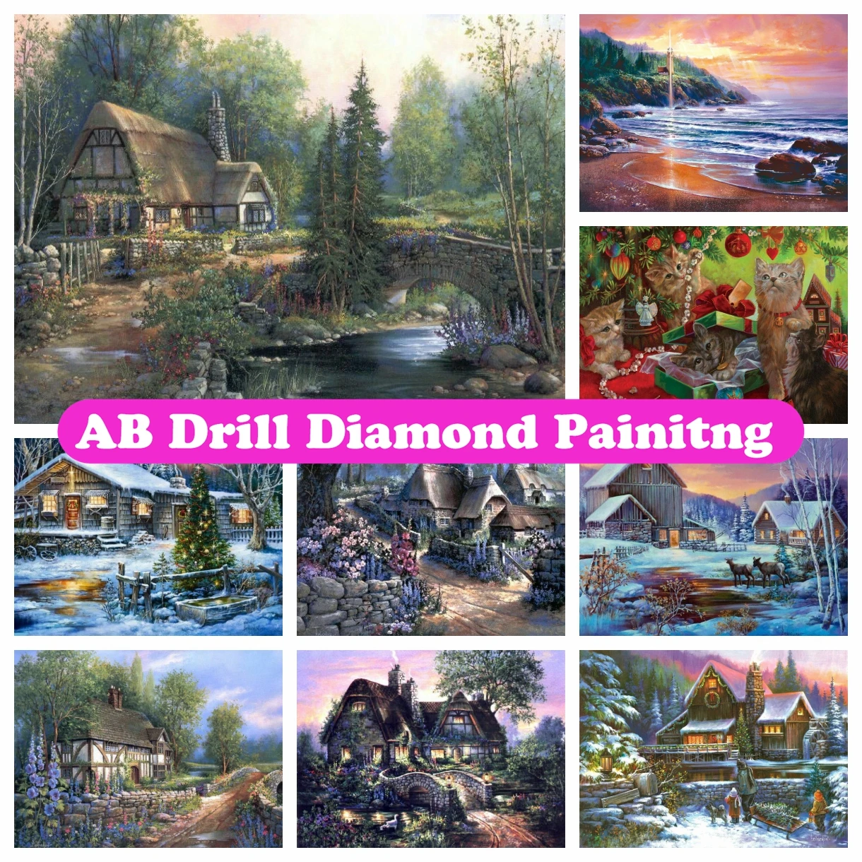 

Пейзаж сельской местности 5D DIY AB алмазная живопись вышивка искусство Вышивка крестиком семейное ремесло Домашний Декор Детский подарок