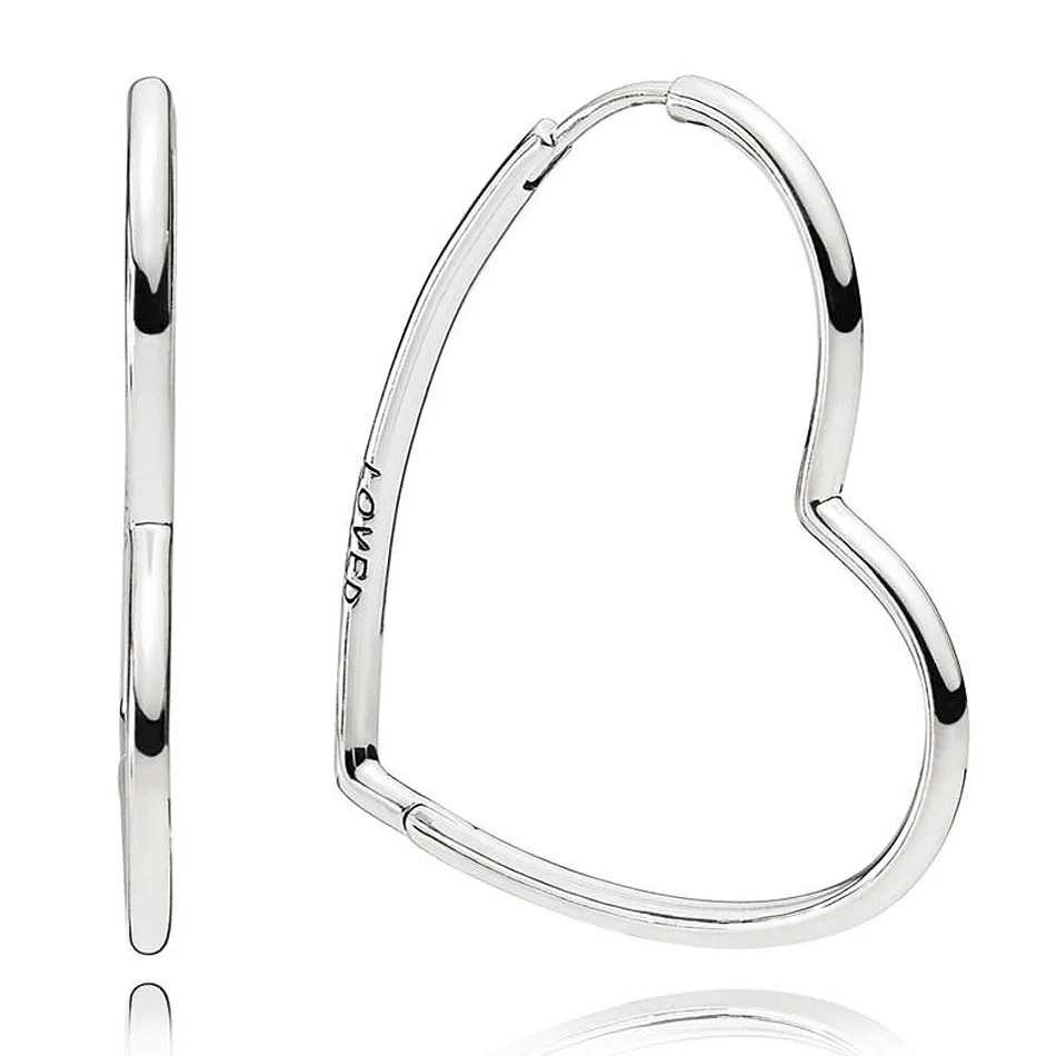 

Женские серьги-кольца из серебра 925 пробы, со сверкающими асимметричными сердечками