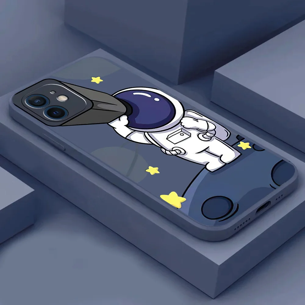 

Cartoon Astronaut Luxury Phone Case For Apple iPhone 13 12 11 Pro 13 12 Mini X XR XS Max 6 6S 7 8 Plus Silicon Cover smartphone
