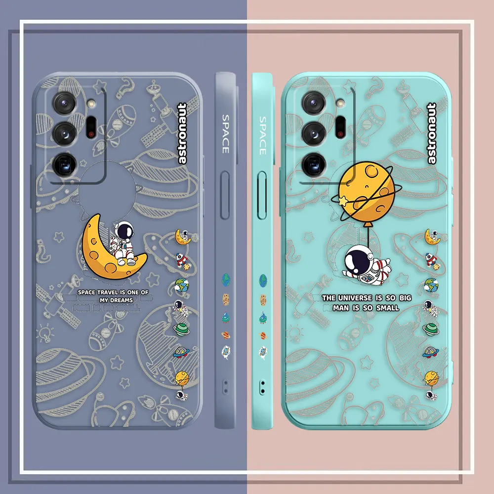 Case For Samsung Galaxy A90 A80 A70 A60 A50 A40 A30 A20S Note 20 10 Pro Plus Lite Ultra 4G 5G Case  Cartoon Minimalist Astronaut